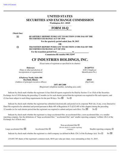 Thumbnail CF Industries
 Quarterly Report 2015-q2