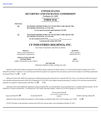 Thumbnail CF Industries
 Quarterly Report 2015-q3