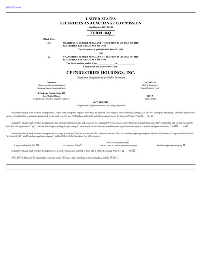 Thumbnail CF Industries
 Quarterly Report 2016-q2