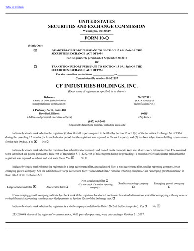 Thumbnail CF Industries
 Quarterly Report 2017-q3