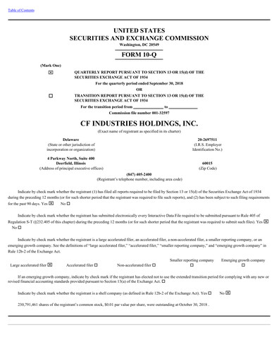 Thumbnail CF Industries
 Quarterly Report 2018-q3