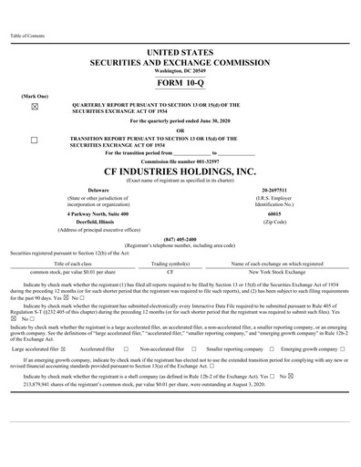 Thumbnail CF Industries
 Quarterly Report 2020-q2