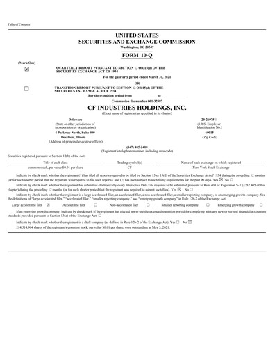 Thumbnail CF Industries
 Quarterly Report 2021-q1