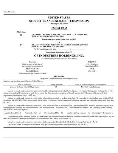 Thumbnail CF Industries
 Quarterly Report 2022-q2