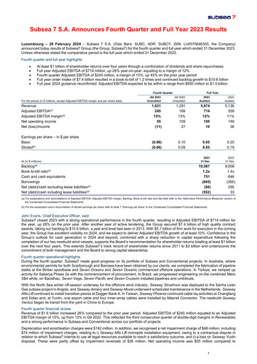 Thumbnail Subsea 7
 Financial Report 2023