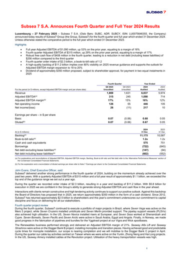Thumbnail Subsea 7
 Financial Report 2024