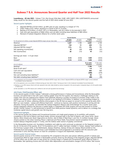 Thumbnail Subsea 7
 Half-year Report 2022-h1