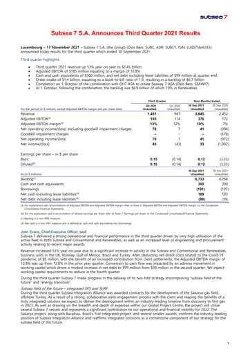 Thumbnail Subsea 7
 Quarterly Report 2021-q3