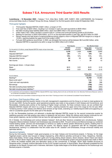 Thumbnail Subsea 7
 Quarterly Report 2023-q3