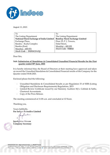 Thumbnail Indoco Remedies
 Quarterly Report 2021-q1