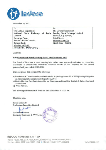 Thumbnail Indoco Remedies
 Quarterly Report 2022-q2