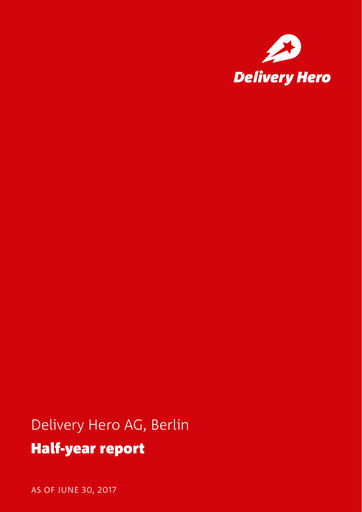 Thumbnail Delivery Hero
 Half-year Report 2017-h1