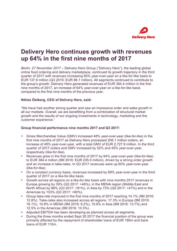 Thumbnail Delivery Hero
 Quarterly Report 2017-q3