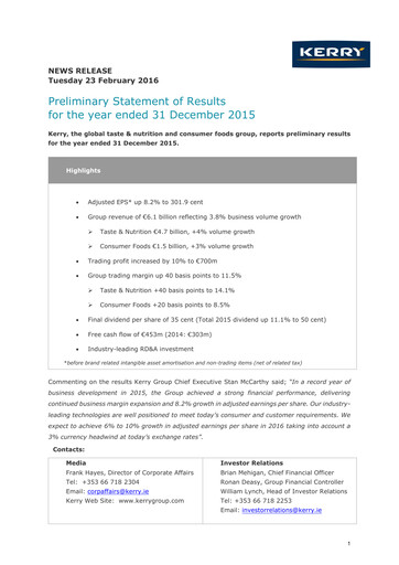 Thumbnail Kerry Group Financial Report 2015
