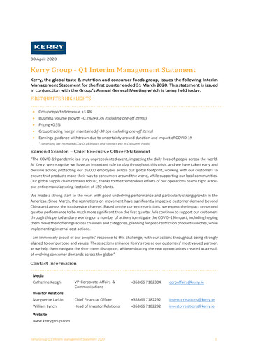 Thumbnail Kerry Group Quarterly Report 2020-q1