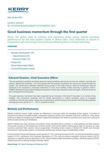 Thumbnail Kerry Group Quarterly Report 2021-q1