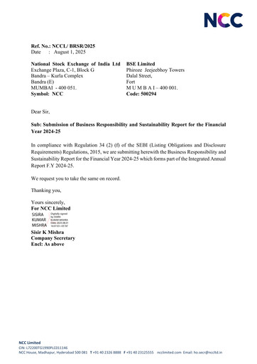 Thumbnail NCC Limited ESG Report 2024-2025