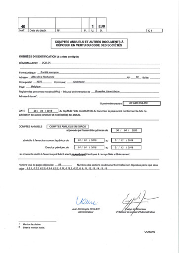 Miniature UCB Bilan financier 2019