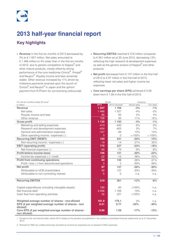 Thumbnail UCB Half-year Report 2013-h1