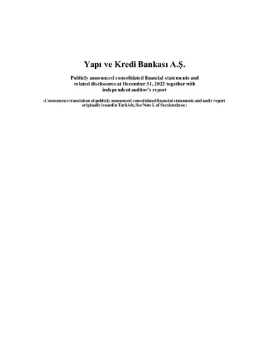 Thumbnail Yapı Kredi
 Financial Statement 2022