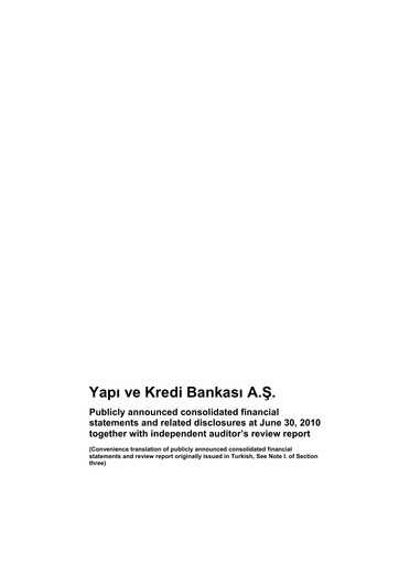 Thumbnail Yapı Kredi
 Half-year Report 2010-h1