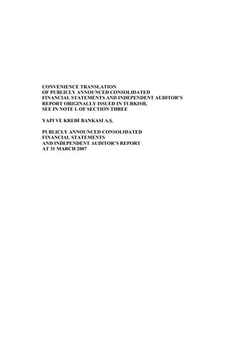 Thumbnail Yapı Kredi
 Quarterly Report 2007-q1
