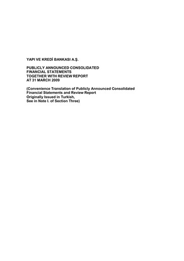 Thumbnail Yapı Kredi
 Quarterly Report 2009-q1