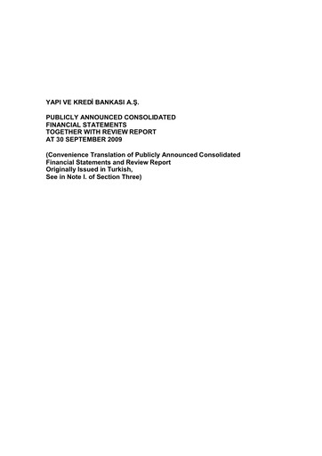 Thumbnail Yapı Kredi
 Quarterly Report 2009-q3