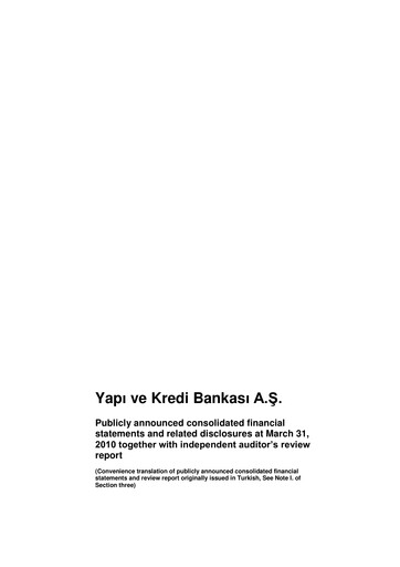 Thumbnail Yapı Kredi
 Quarterly Report 2010-q1