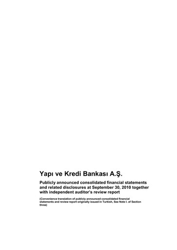 Thumbnail Yapı Kredi
 Quarterly Report 2010-q3