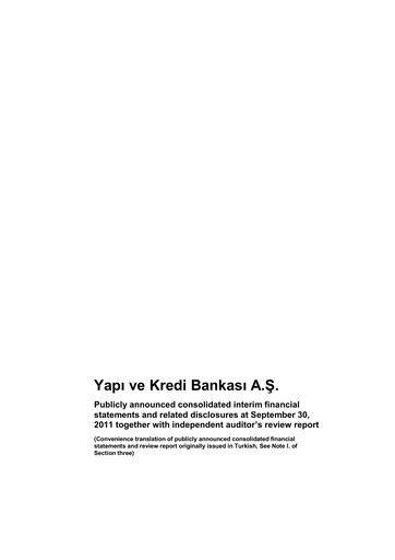 Thumbnail Yapı Kredi
 Quarterly Report 2011-q3