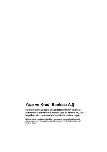 Thumbnail Yapı Kredi
 Quarterly Report 2012-q1
