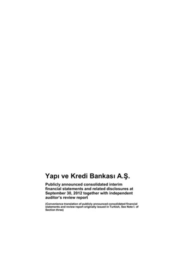 Thumbnail Yapı Kredi
 Quarterly Report 2012-q3