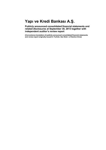 Thumbnail Yapı Kredi
 Quarterly Report 2013-q3