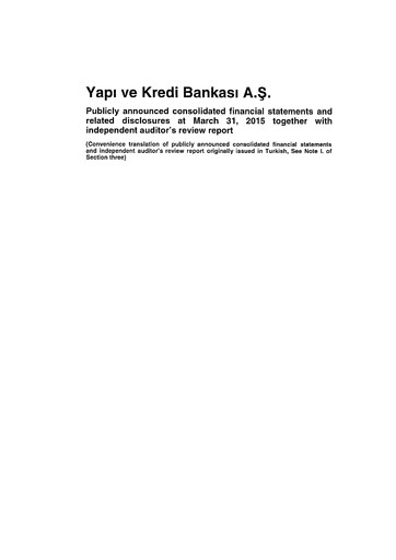 Thumbnail Yapı Kredi
 Quarterly Report 2015-q1