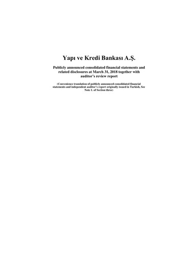 Thumbnail Yapı Kredi
 Quarterly Report 2018-q1