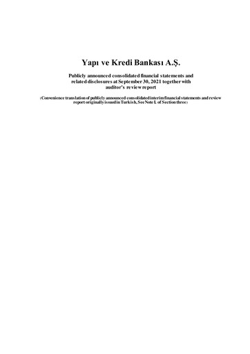 Thumbnail Yapı Kredi
 Quarterly Report 2021-q3