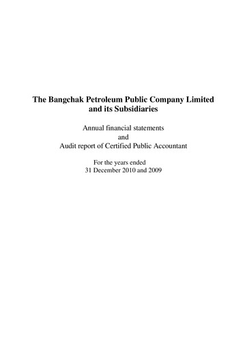 Miniature Bangchak Corporation Bilan financier 2010