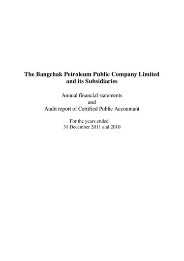 Miniature Bangchak Corporation Bilan financier 2011