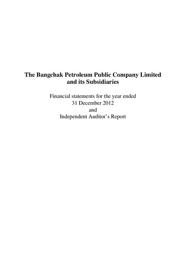 Miniature Bangchak Corporation Bilan financier 2012