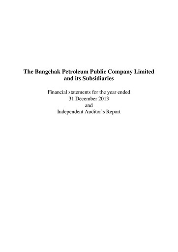 Miniature Bangchak Corporation Bilan financier 2013