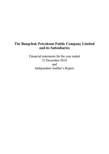 Miniature Bangchak Corporation Bilan financier 2014