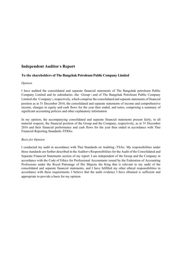 Miniature Bangchak Corporation Bilan financier 2016