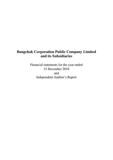 Miniature Bangchak Corporation Bilan financier 2018