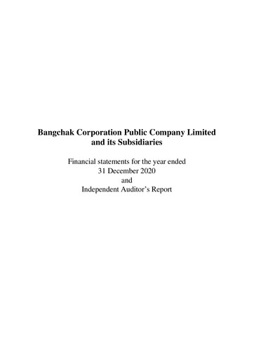 Miniature Bangchak Corporation Bilan financier 2020