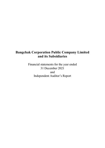 Miniature Bangchak Corporation Bilan financier 2021
