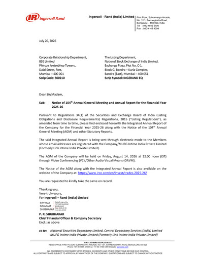 Thumbnail Ingersoll Rand India Annual Report 2025-2026