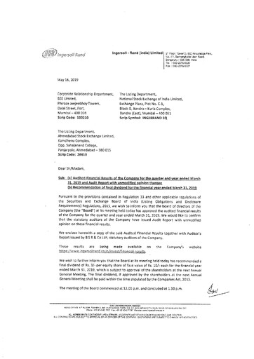 Thumbnail Ingersoll Rand India Financial Statement 2018-2019