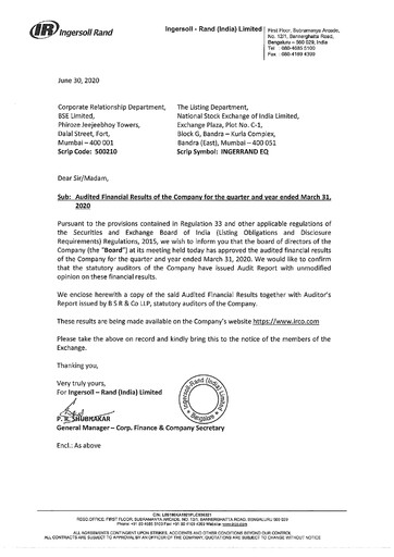 Thumbnail Ingersoll Rand India Financial Statement 2019-2020