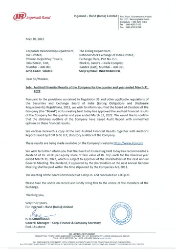 Thumbnail Ingersoll Rand India Financial Statement 2021-2022